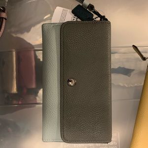 Coach triple small wristlet in colorblock leather